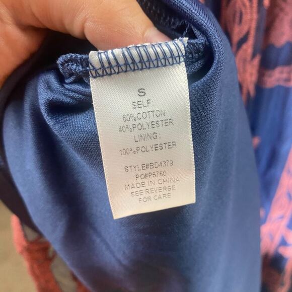 Magnolia Maxi Dress S Lace Embroidered Empire Waist Spaghetti Strap V Neck Navy - Picture 9 of 13